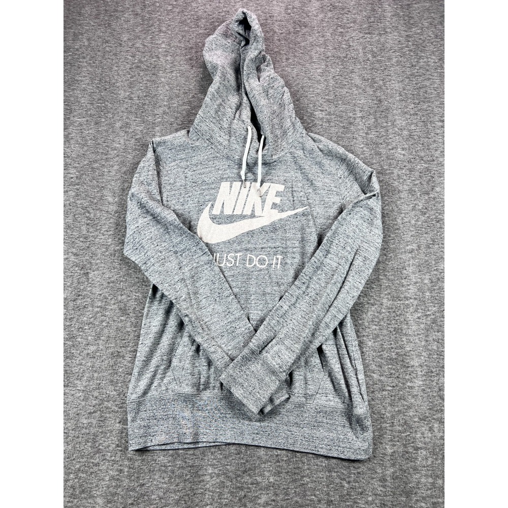 Nike Hoodie Just Do It Gray Lightweight Pullover Mens Size L Graphic Swoosh
